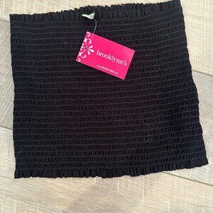 BROOKLYNS TRES BIEN USA BLACK SMOCKED HALTER TUBE TOP NEW